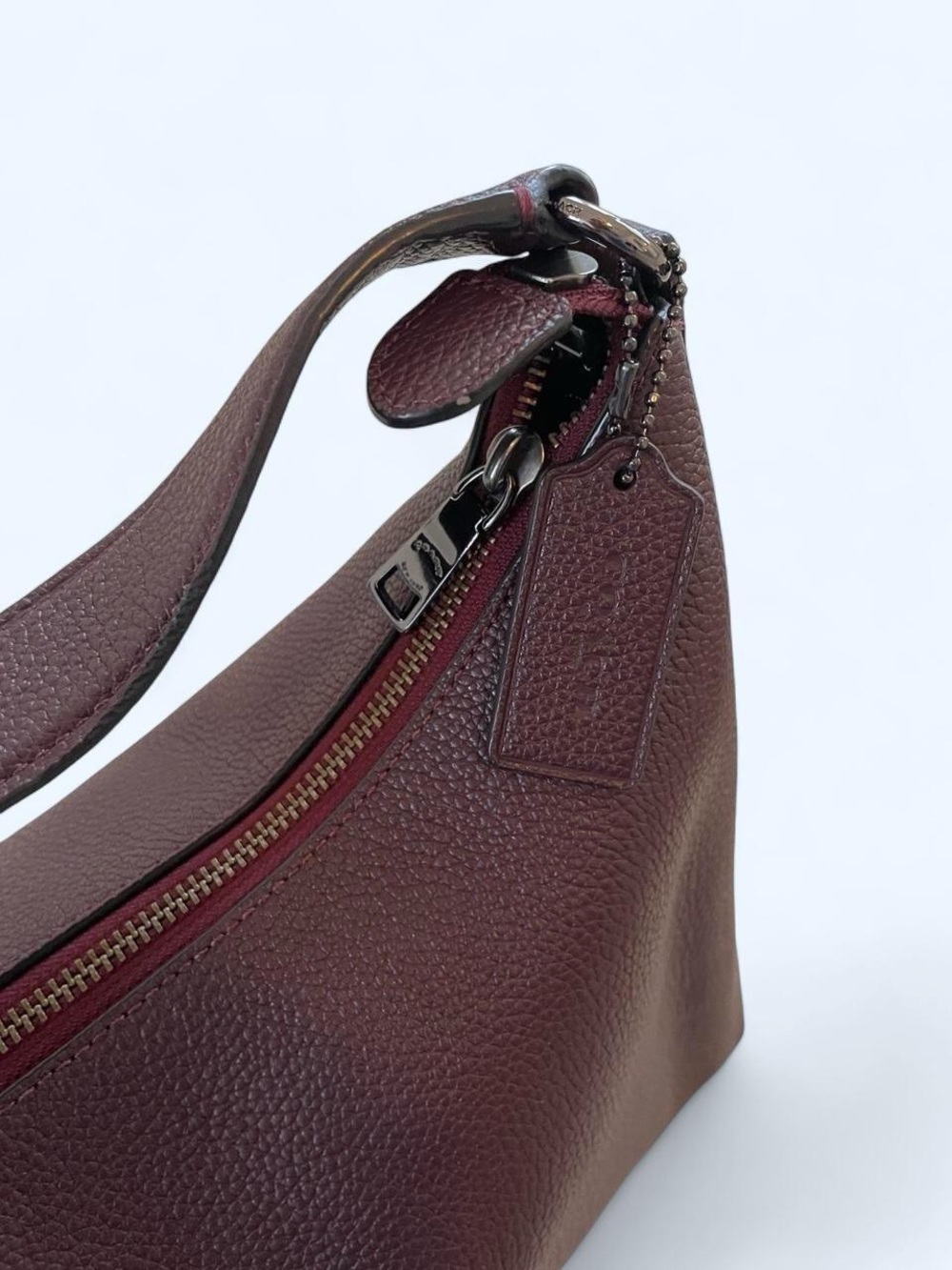 Coach Pebbled Leather Shoulder Bag in Burgundy - Picture 5 of 8